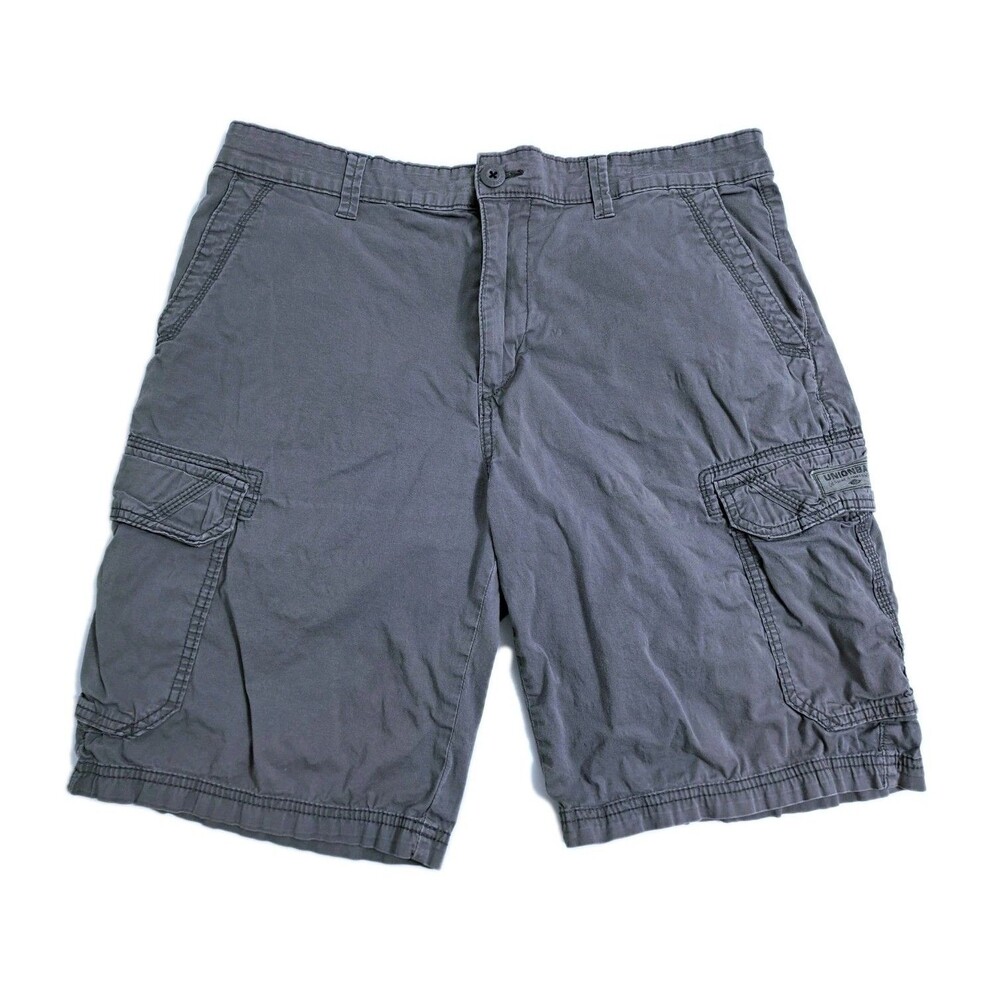 Union Bay Cargo Shorts Mens 36 Gray Safari Utility Pockets Outdoor Work Stretch